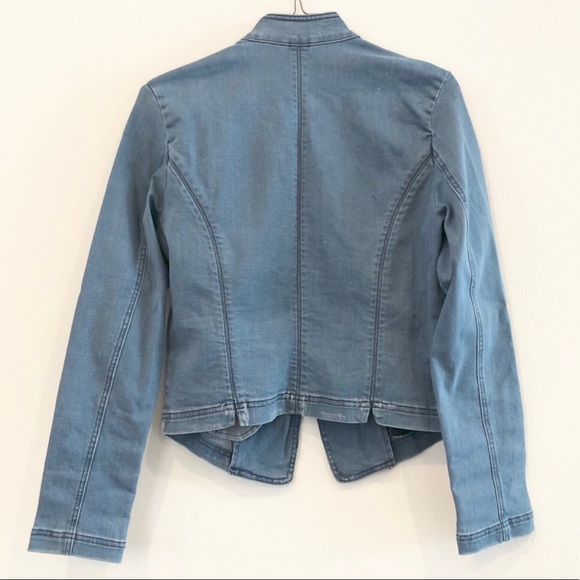 Free People Embellished Denim Military Jacket Sz:L - Picture 6 of 8